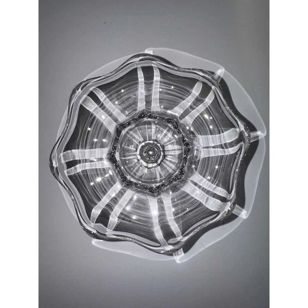 Vintage Clear Pressed Glass Pedestal Bowl Scalloped Ruffled Rim Compote Dish 6in